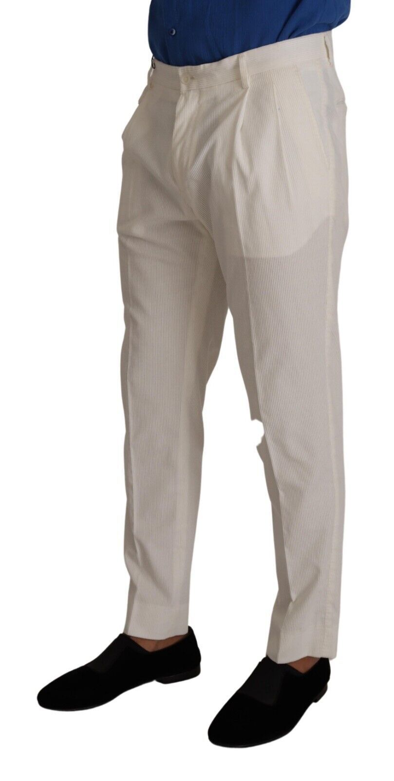 Dolce & Gabbana White Corduroy Cotton Men Tapered Pants