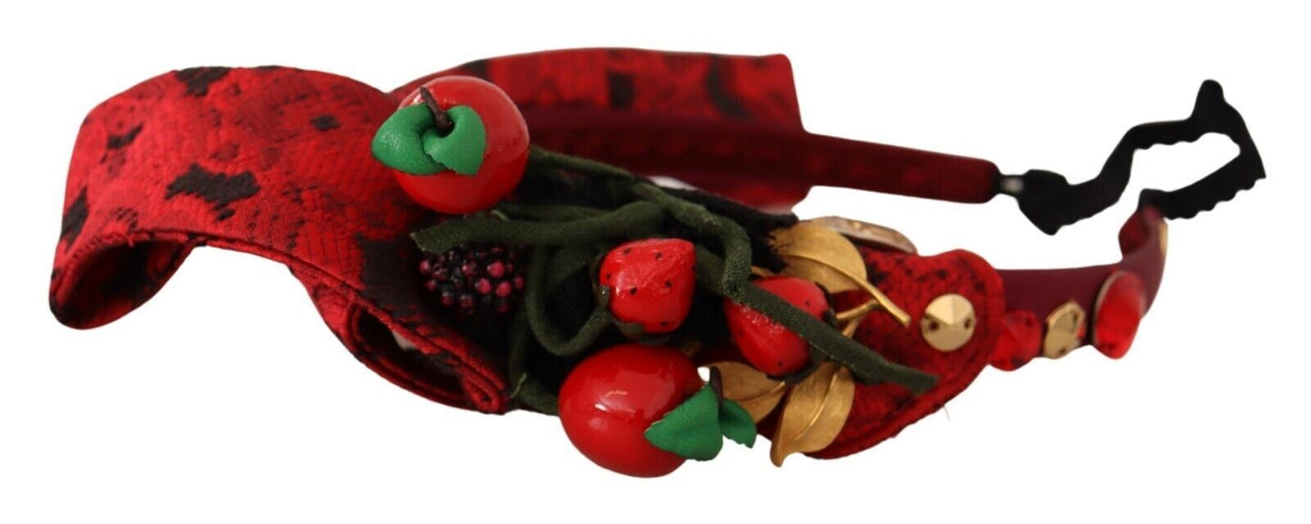 Dolce & Gabbana Red Tiara Berry Fruit Crystal Bow Hair Diadem Headband