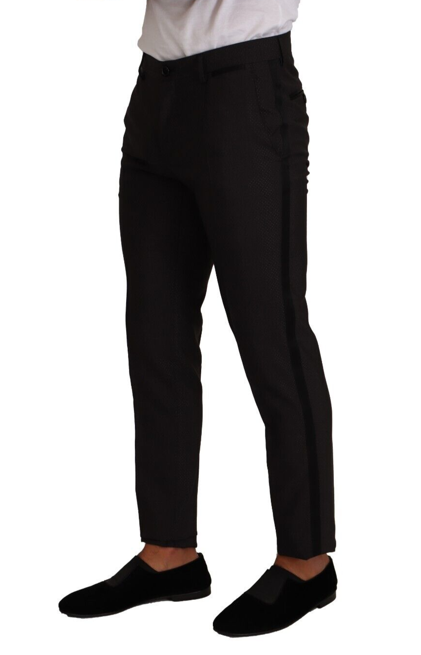 Dolce & Gabbana Black Brown Formal Tuxedo Dress Pants
