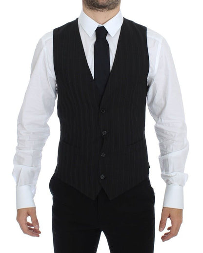Dolce & Gabbana Elegant Striped Wool Dress Vest