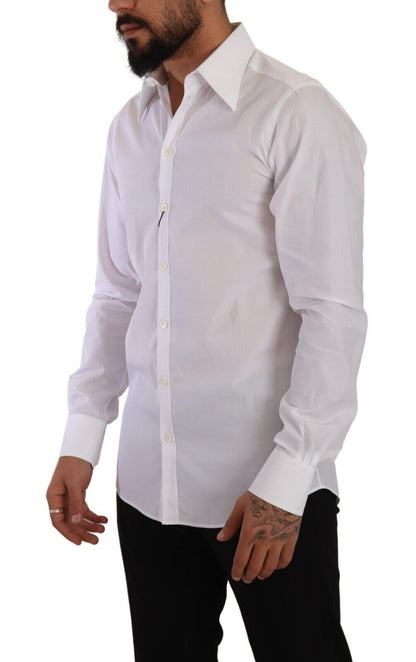 Dolce & Gabbana White Cotton Slim Fit Formal Dress Shirt