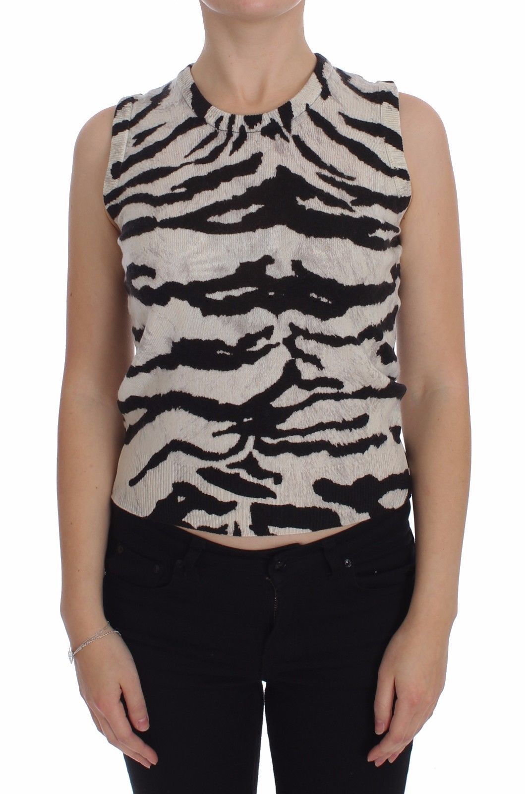 Dolce & Gabbana Zebra Print Cashmere Sleeveless Top