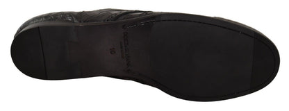 Dolce & Gabbana Black Caiman Leather Mens Derby Shoes
