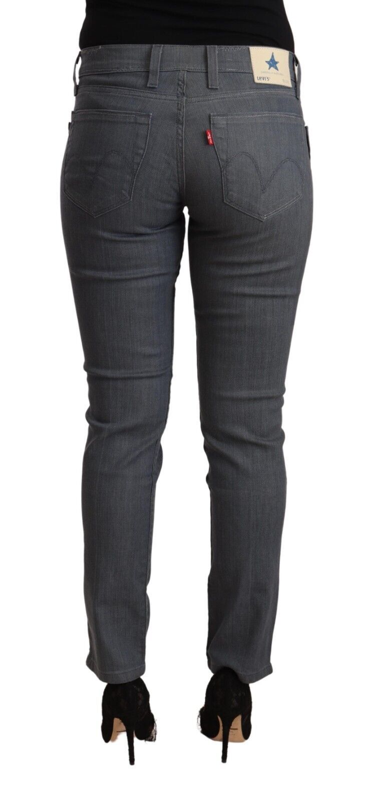 Levi's Gray Cotton Low Waist Skinny Denim Jeans