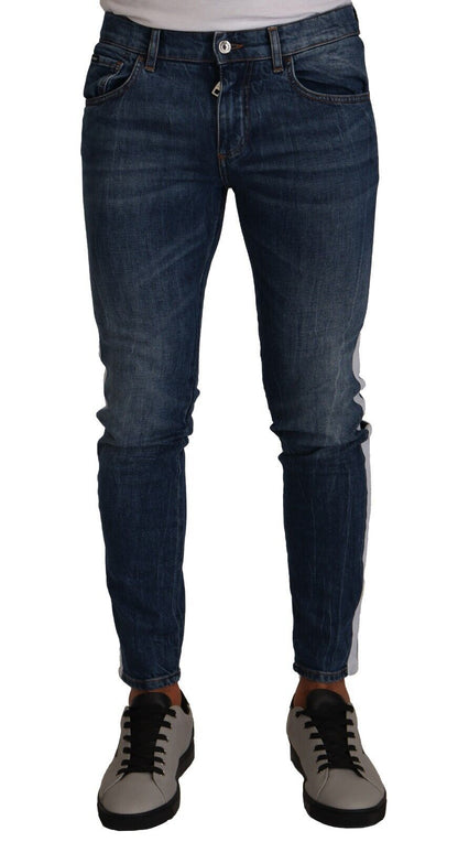 Dolce & Gabbana Blue Washed Cotton Skinny Denim Jeans