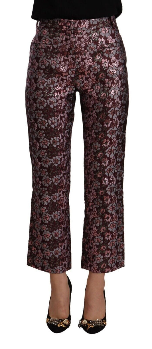 House of Holland High Waist Jacquard Flared Cropped Trousers