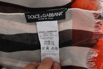 Dolce & Gabbana Multicolor Striped Silk Shawl Fringes Scarf