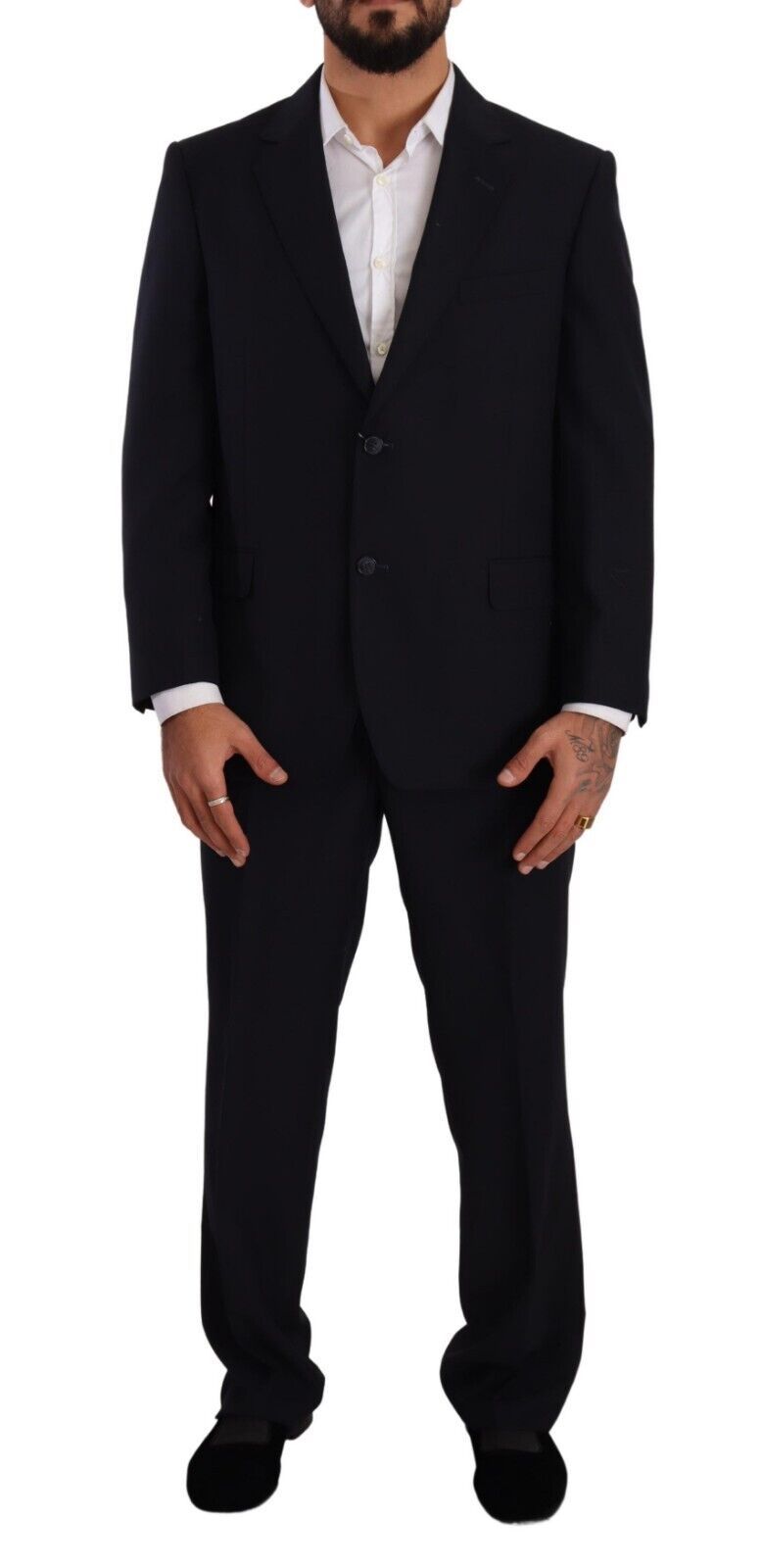 Domenico Tagliente Blue Polyester Single Breasted Formal Suit