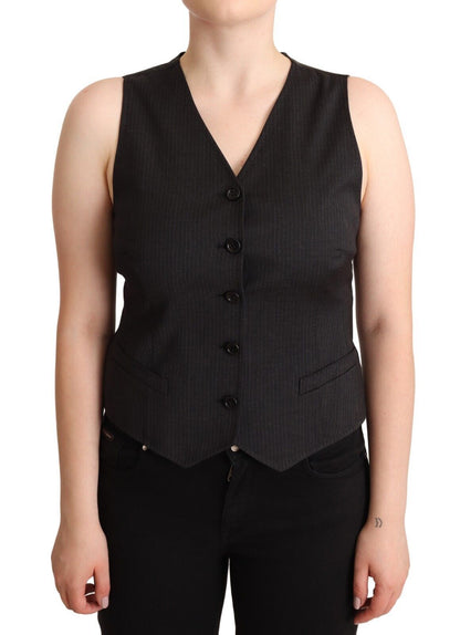 Dolce & Gabbana Elegant Black Wool Blend Waistcoat Vest Top