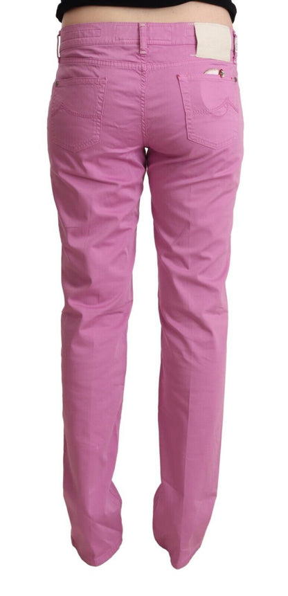 Jacob Cohen Pink Cotton Low Waist Denim Tapered Jeans