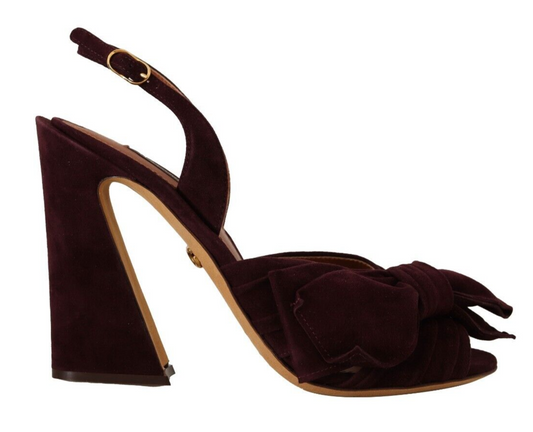 Dolce & Gabbana Dark Purple Suede Ankle Strap Sandals Shoes