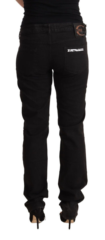 Just Cavalli Black Mid Waist Denim Cotton Skinny Jeans