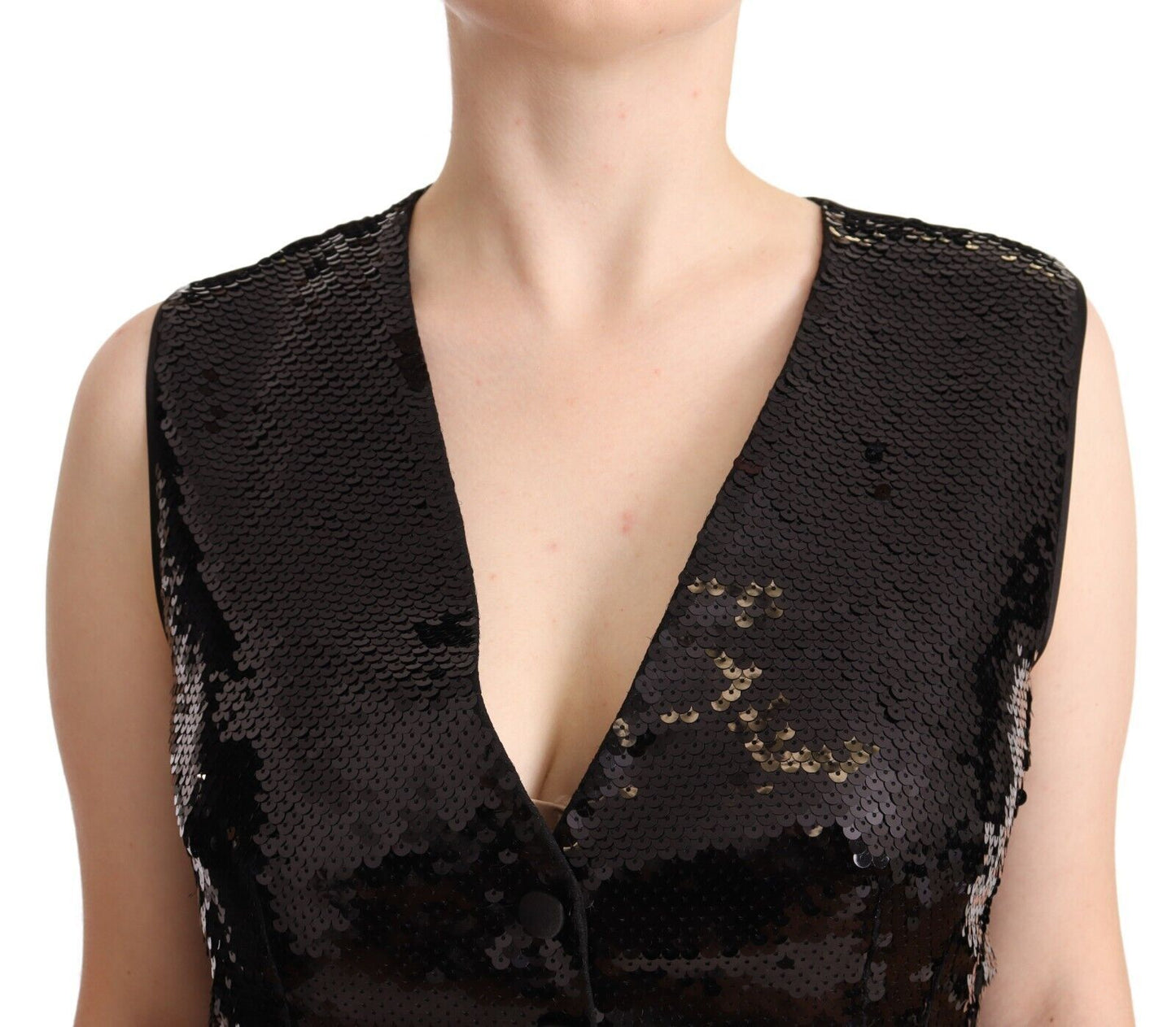 Dolce & Gabbana Elegant Black Sequined Sleeveless Vest Top