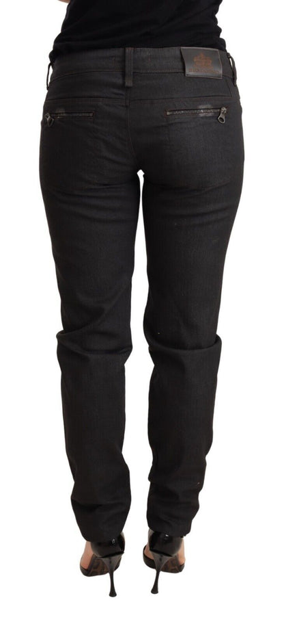 Ermanno Scervino Black Low Waist Skinny Slim Trouser Cotton Jeans