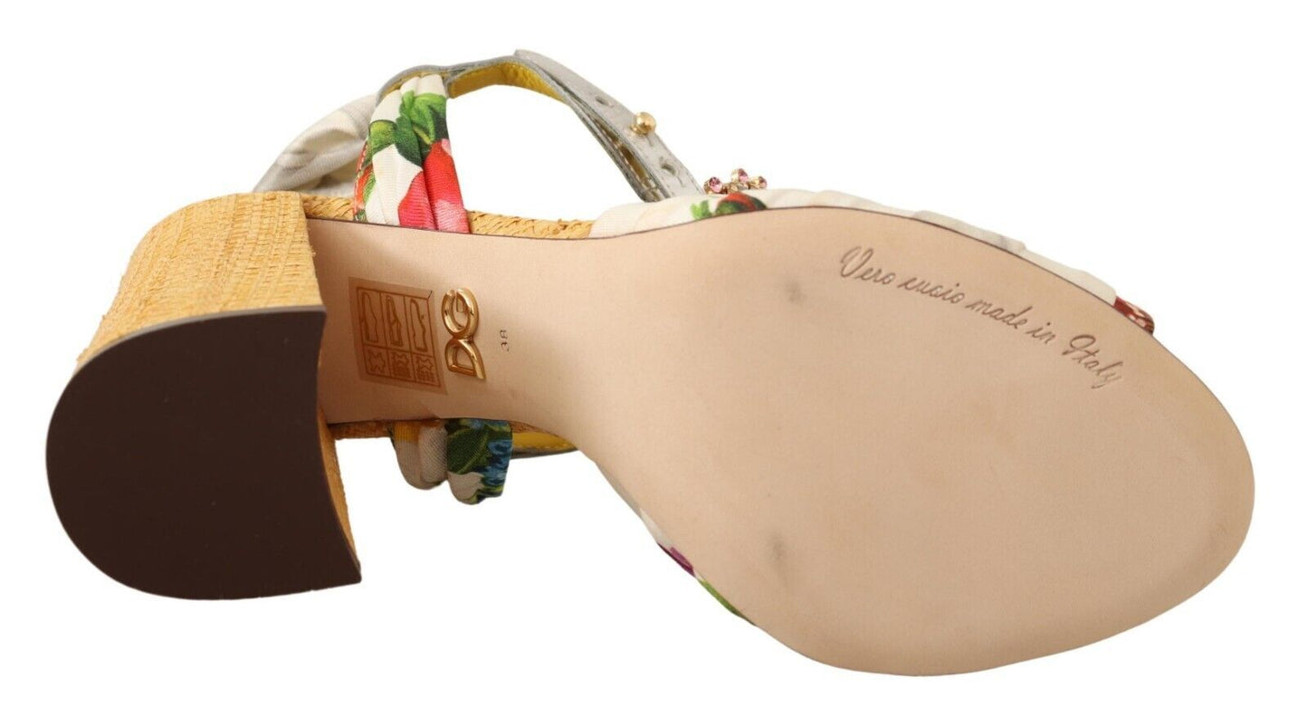 Dolce & Gabbana Multicolor Crystal Embellished Heel Sandals