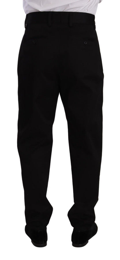 Dolce & Gabbana Black Cotton High Waist Men Trouser Dress Pants