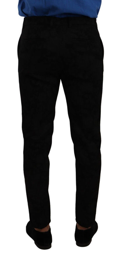 Dolce & Gabbana Black Brocade Skinny Formal Trouser Dress Pants