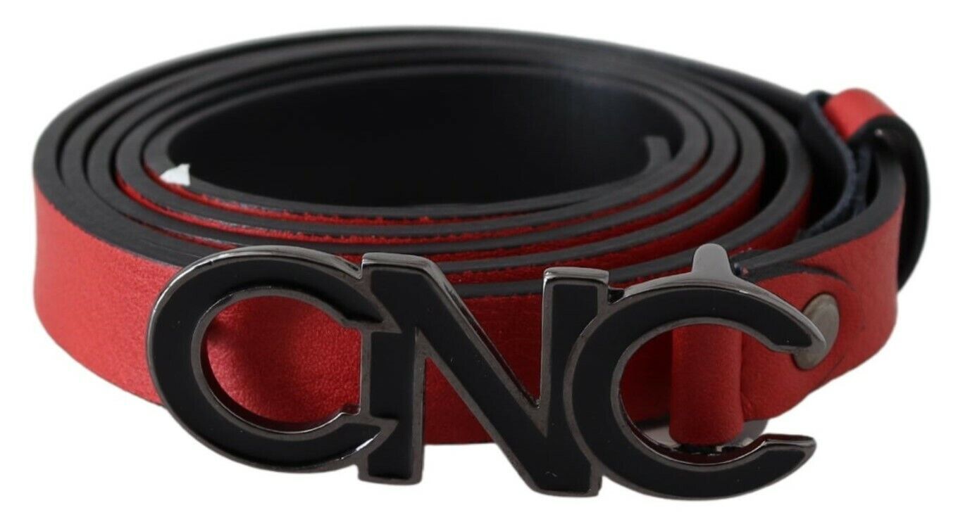 Costume National Red Reversible Leather Logo Belt
