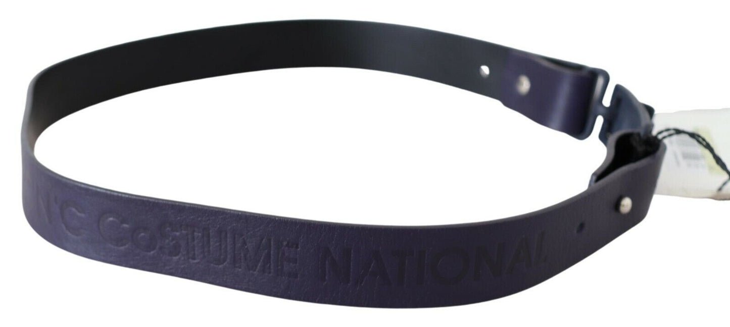 Costume National Black Leather Normal Logo Buckle Waist Belt