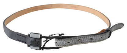 Ermanno Scervino Black Leather Fringes Logo Buckle Belt
