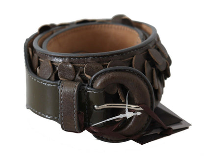 Ermanno Scervino Dark Brown Leather Round Buckle Waist Belt
