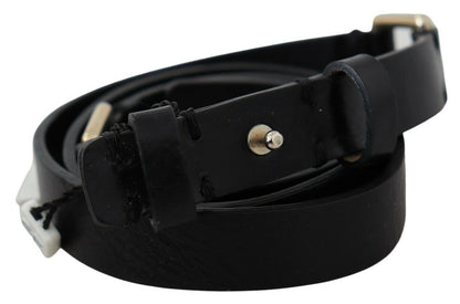 GF Ferre Black Solid Genuine Leather Waist Fashion Belt