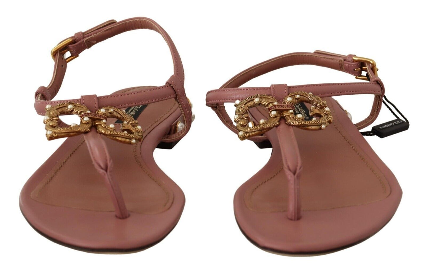 Dolce & Gabbana Elegant Pink Leather Ankle Strap Sandals