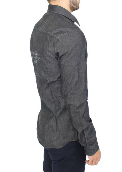 Ermanno Scervino Denim Jeans Cotton Casual Gray Stretch Shirt