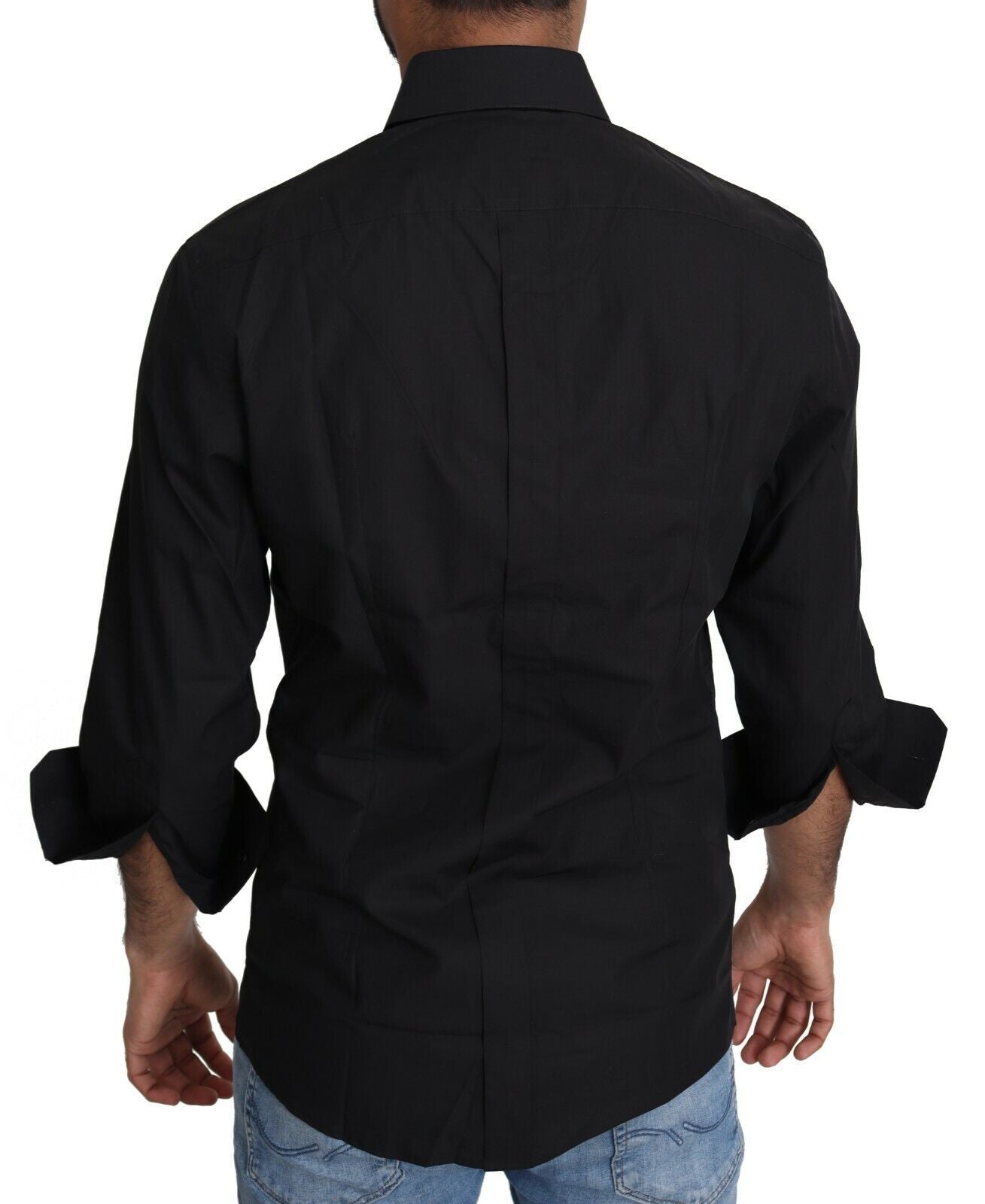 Dolce & Gabbana Black Cotton Formal Dress Men Top Shirt