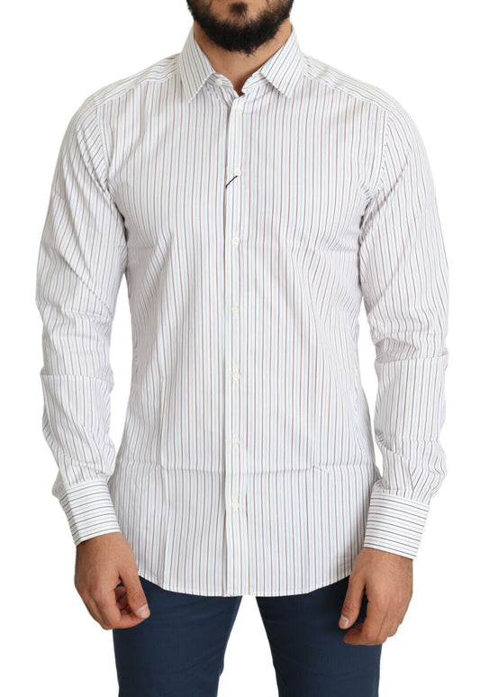 Dolce & Gabbana White Striped Formal MARTINI Shirt