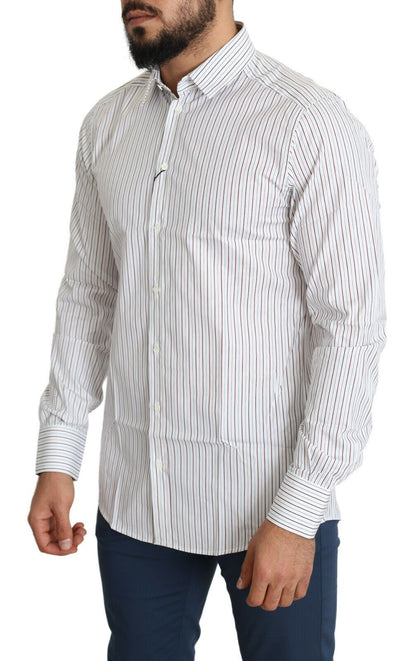 Dolce & Gabbana Elegant White Striped Cotton Dress Shirt