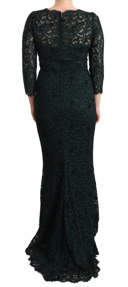 Dolce & Gabbana Elegant Lace Floor-Length V-Neck Dress