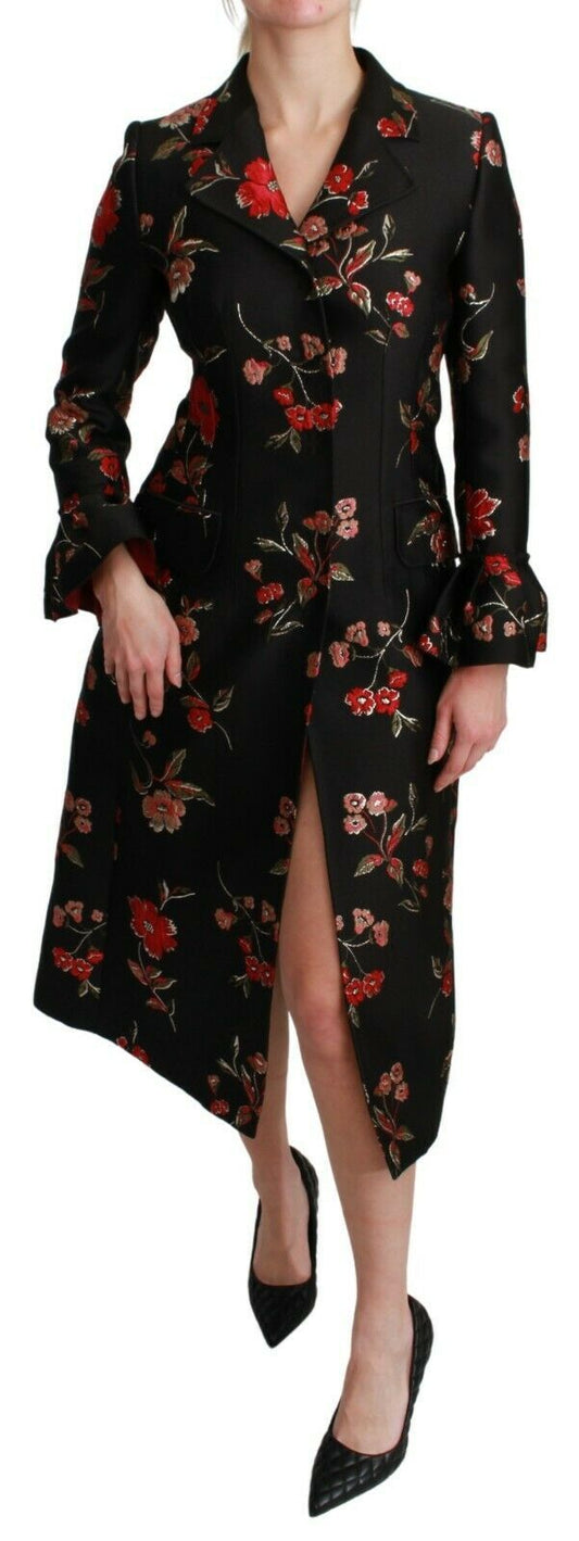 Dolce & Gabbana Elegant Floral Embroidered Trench Coat