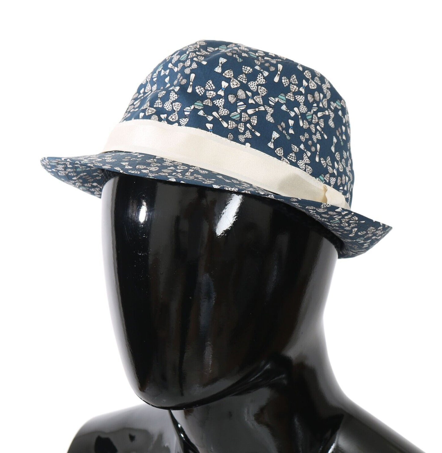 Dolce & Gabbana Elegant Bow Print Fedora Hat in Blue & White