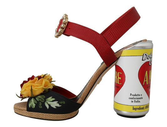 Dolce & Gabbana Multicolor Floral-Embellished Cylindrical Heels AMORE Sandals