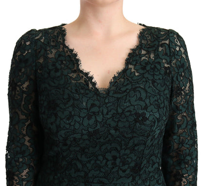 Dolce & Gabbana Elegant Lace Floor-Length V-Neck Dress