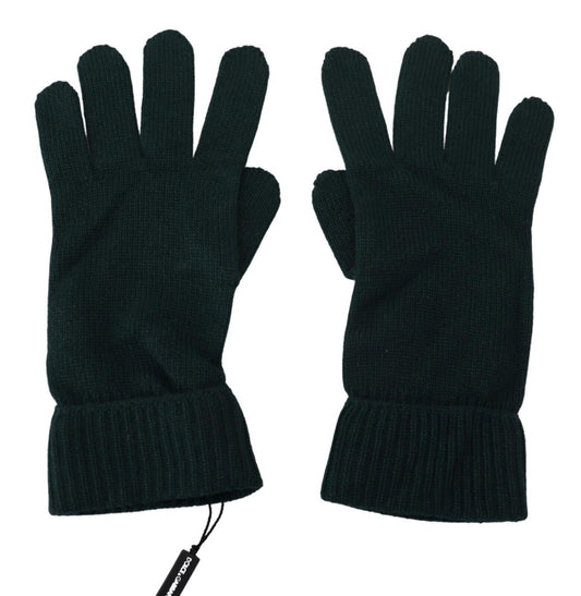 Dolce & Gabbana Elegant Cashmere Wrist Length Gloves in Dark Green