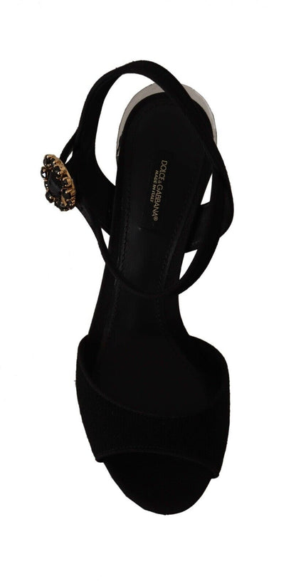 Dolce & Gabbana Sleek Black Ankle Strap Platform Sandals