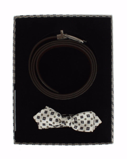 Dolce & Gabbana Elegant Baroque Silk Tie & Leather Belt Set