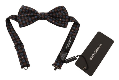 Dolce & Gabbana Black Patterned Silk Adjustable Neck Papillon Bow Tie