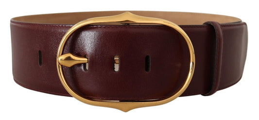Dolce & Gabbana Elegant Brown Leather Belt with Gold Oval Buckle