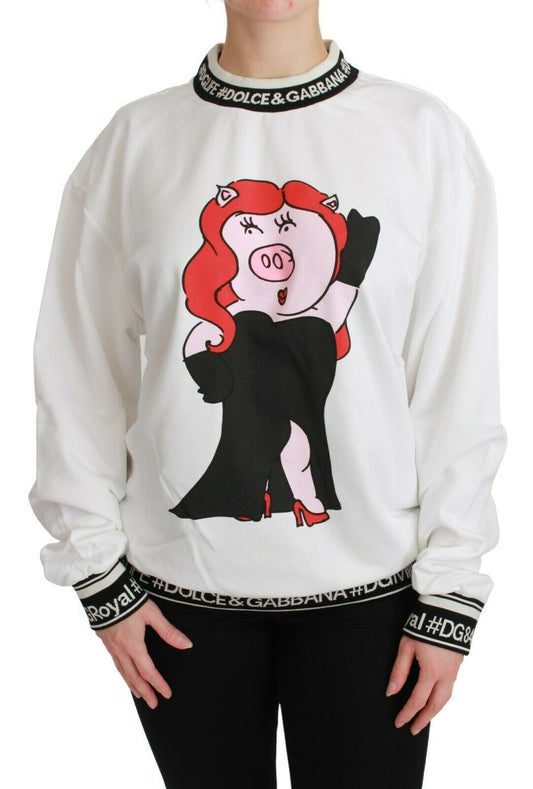 Dolce & Gabbana White Pig of the Year Pullover Sweater