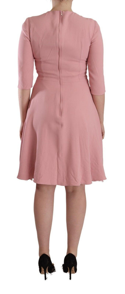 Dolce & Gabbana Pink 3/4 Sleeves Viscose Blend A-line Dress