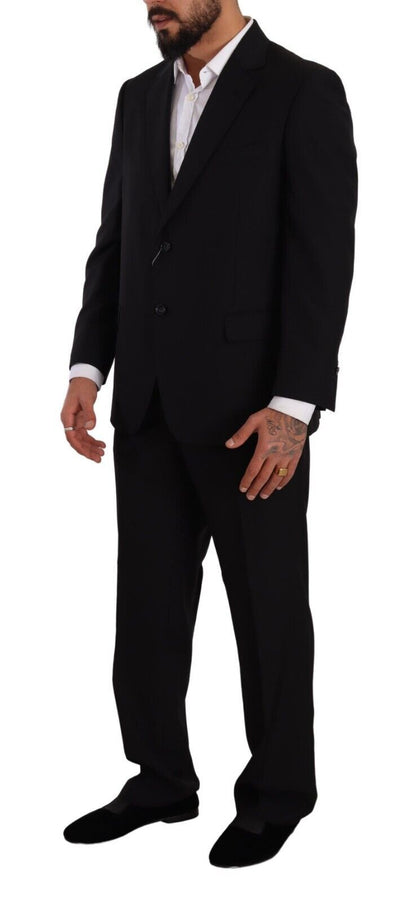 Domenico Tagliente Black Polyester Single Breasted Formal Suit