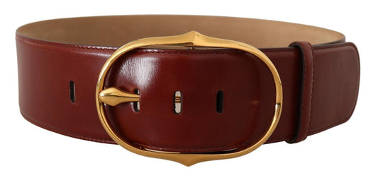 Dolce & Gabbana Elegant Maroon Leather Belt with Gold Buckle