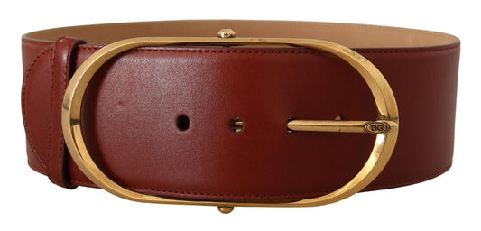 Dolce & Gabbana Elegant Maroon Leather Belt with Gold Accents