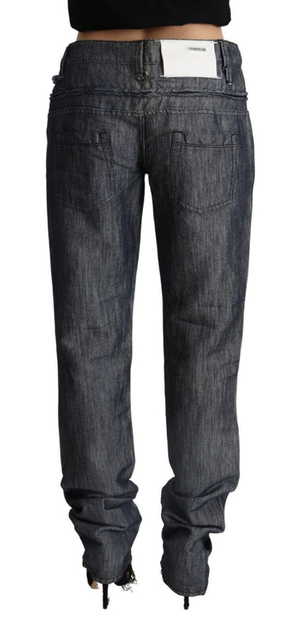Acht Dark Gray Ramie Mid Wide Waist Straight Denim Jeans