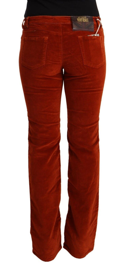 GF Ferre Red Cotton Low Waist Straight Casual Jeans