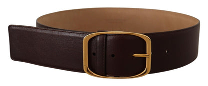 Dolce & Gabbana Elegant Dark Brown Leather Belt with Gold Buckle
