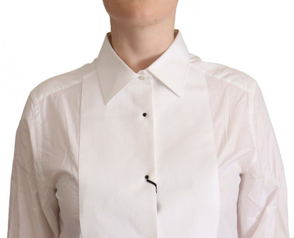 Dolce & Gabbana White Cotton Collared Long Sleeve Shirt Top